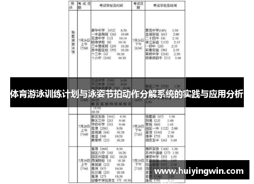 体育游泳训练计划与泳姿节拍动作分解系统的实践与应用分析
